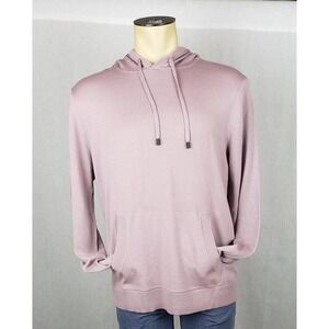 The Commons Sweater Mens L Mauve Merino Wool Blend Knit Hoodie Cozy Giftable